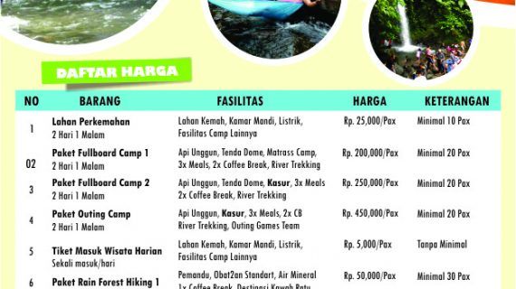 daftar harga sewa bumi cantigi, price list bumi cantigi, brosur harga camping, paket camping